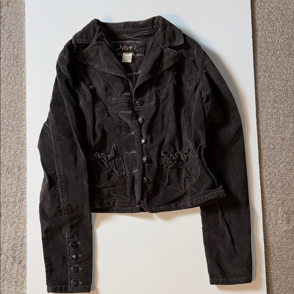 Nori chocolate blazer with Classic Collar